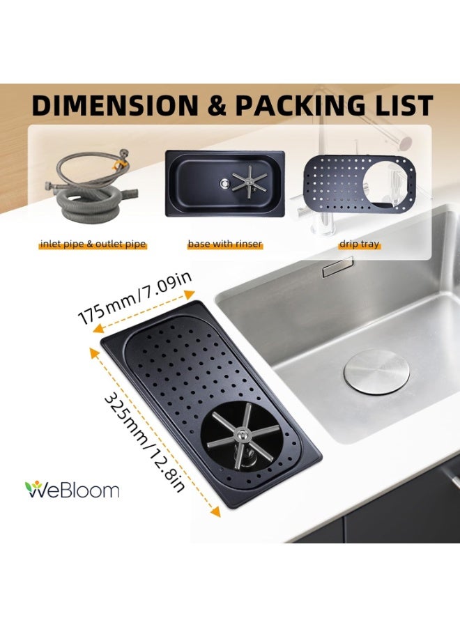 WeBloom 304 Stainless Steel Cup Rinser, Embedded Glass Sink Rinser High Pressure Washing Easy To Install Multi Angle Flushing with Drip Tray for Restaurant Coffee Shop Bar - Image 5